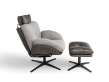 Draaifauteuil met poef ALAIN - Grijs C-DFM-4-RLX-A8O149P66