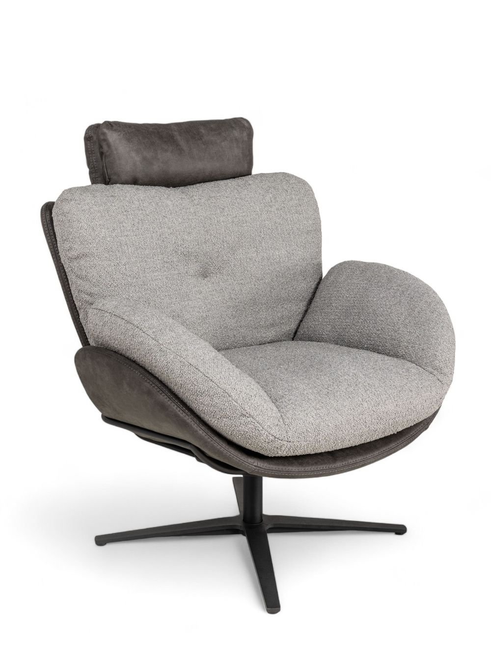 Draaifauteuil met poef ALAIN - Grijs C-DFM-4-RLX-A8O149P66