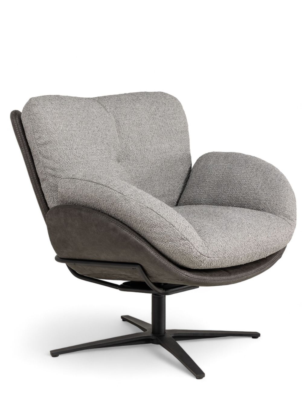 Draaifauteuil met poef ALAIN - Grijs C-DFM-4-RLX-A8O149P66