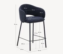 Barstoel MAINA - Blauwe chenille KAV C0100239VS25