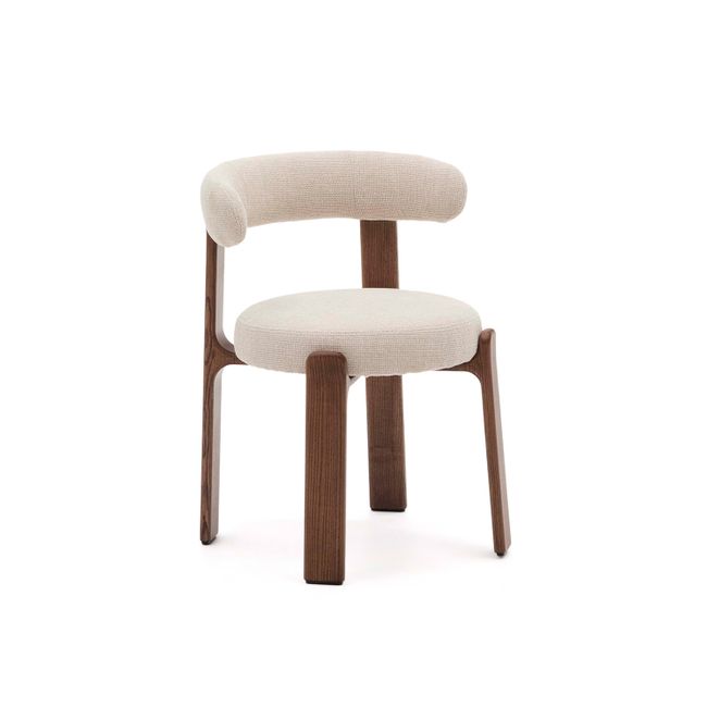 Eetkamerstoel 4 poten GRANITE - Beige/Walnoot