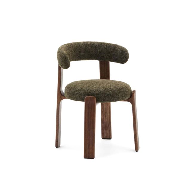 Eetkamerstoel 4 poten GRANITE - Beige/Walnoot