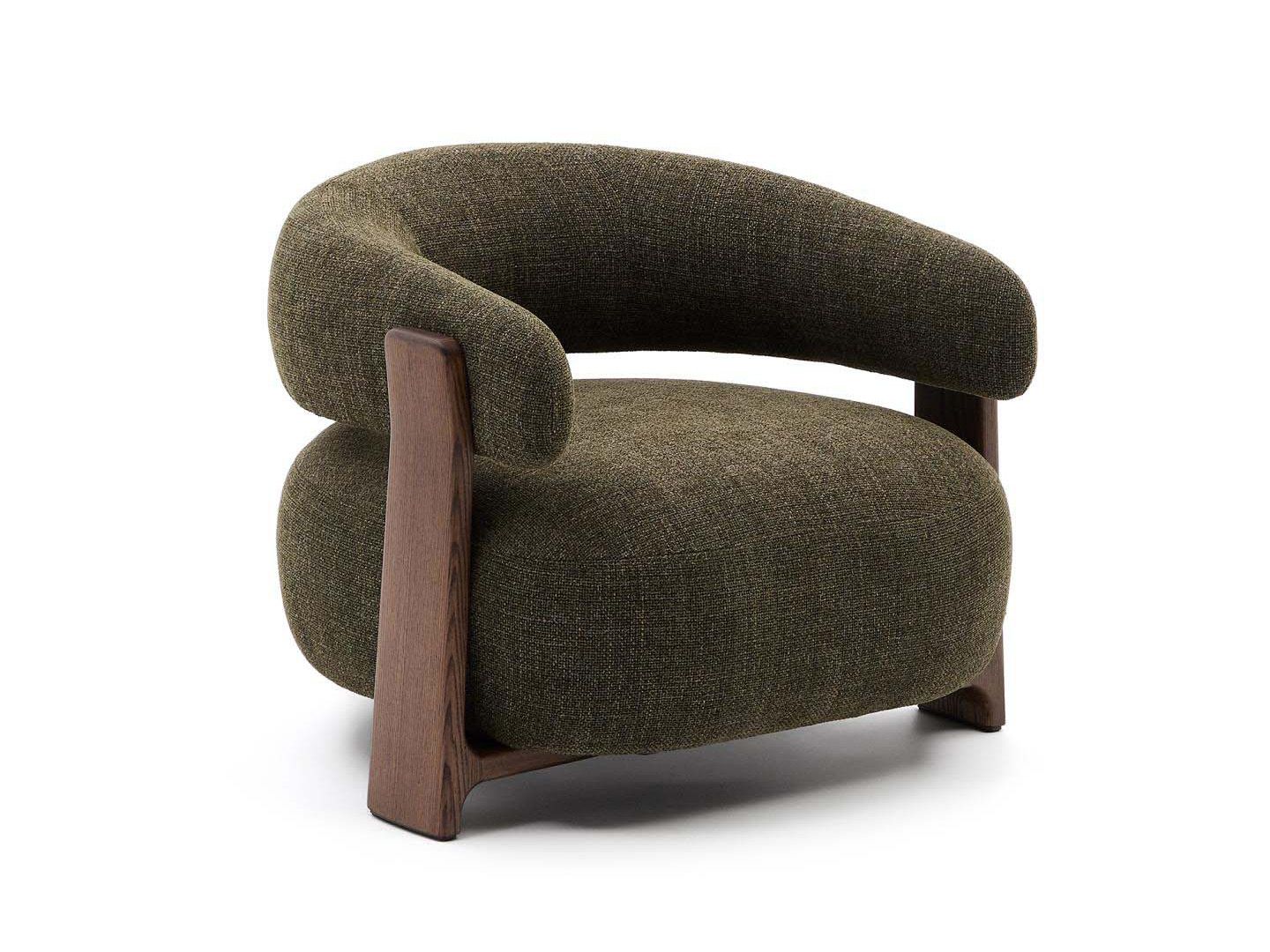 Fauteuil GRANITE - Groen/Walnoot