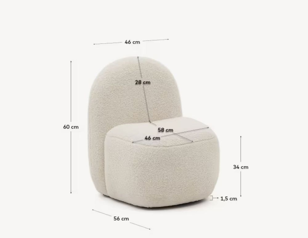 Kinderstoel BUCKY - Wit bouclé KAV K0200033HI39