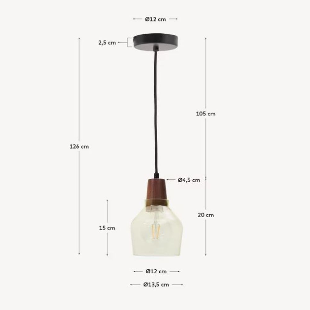 Hanglamp SILEX - Groen glas/Walnoot KAV L0100071CC03