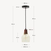 Hanglamp SILEX - Groen glas/Walnoot KAV L0100071CC03