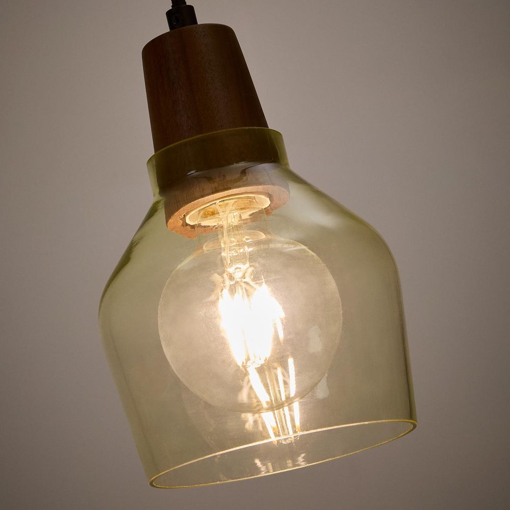Hanglamp SILEX - Groen glas/Walnoot KAV L0100071CC03