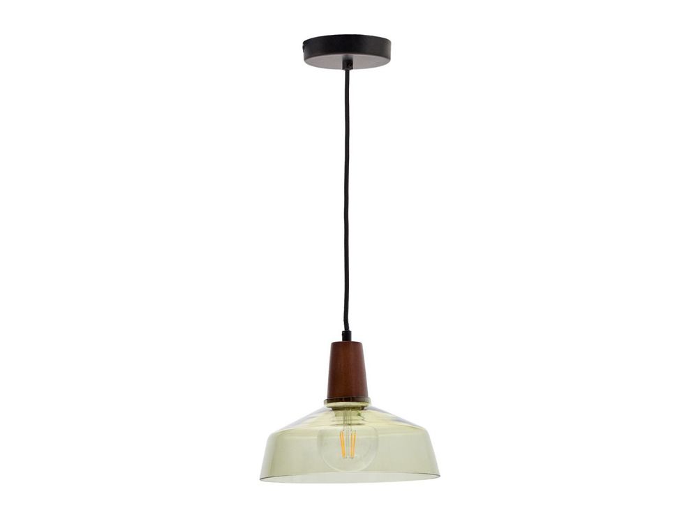 Hanglamp SILEX - Groen glas/Walnoot KAV L0100075CC06