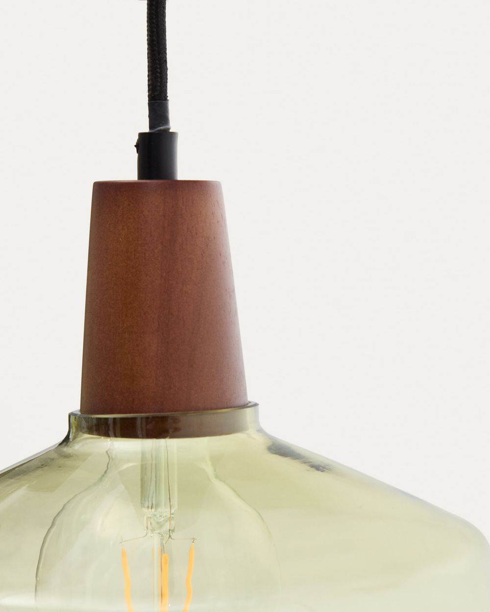 Hanglamp SILEX - Groen glas/Walnoot KAV L0100075CC06