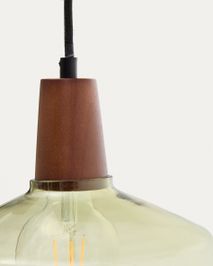 Hanglamp SILEX - Groen glas/Walnoot KAV L0100075CC06