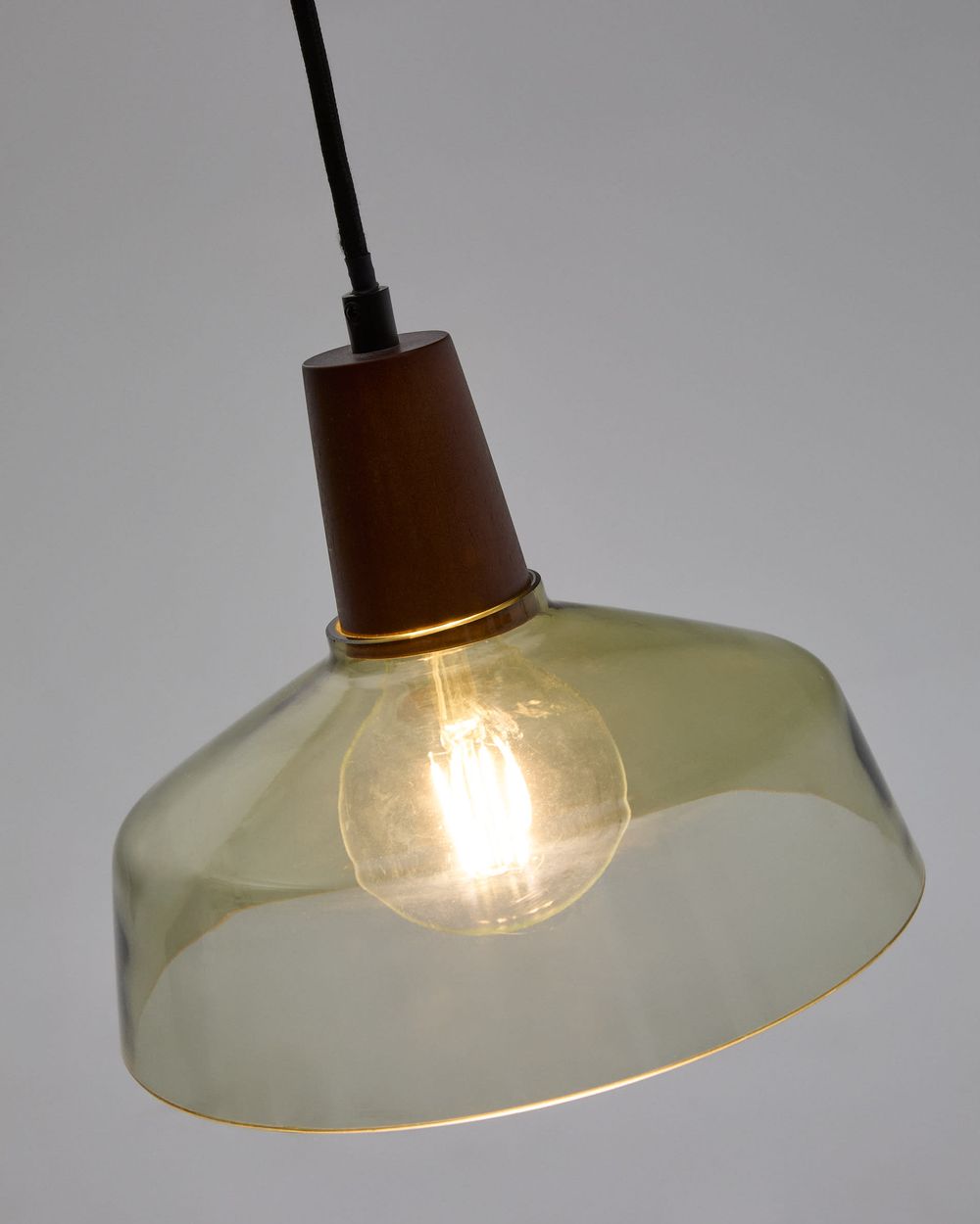 Hanglamp SILEX - Groen glas/Walnoot KAV L0100075CC06