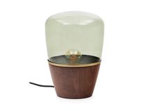 Tafellamp SILEX - Groen glas/Walnoot KAV L0300104CC06
