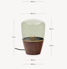 Tafellamp SILEX - Groen glas/Walnoot KAV L0300104CC06