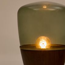 Tafellamp SILEX - Groen glas/Walnoot KAV L0300104CC06