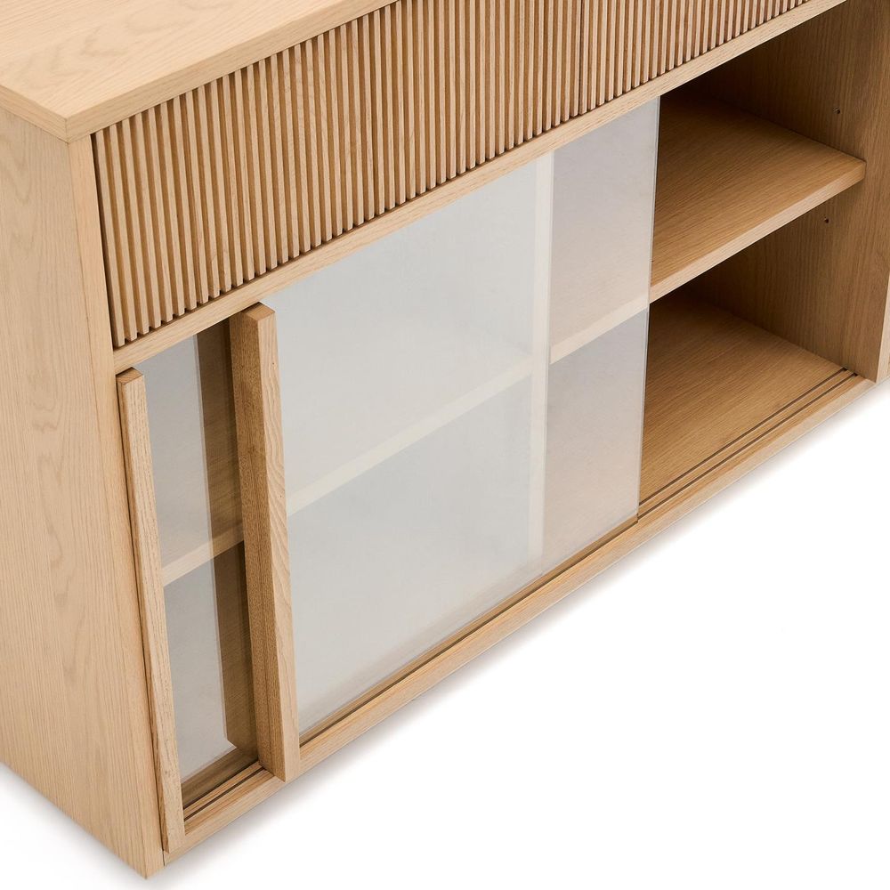 Dressoir HELVINE - Eikenfineer/Glas KAV M0100034MM40