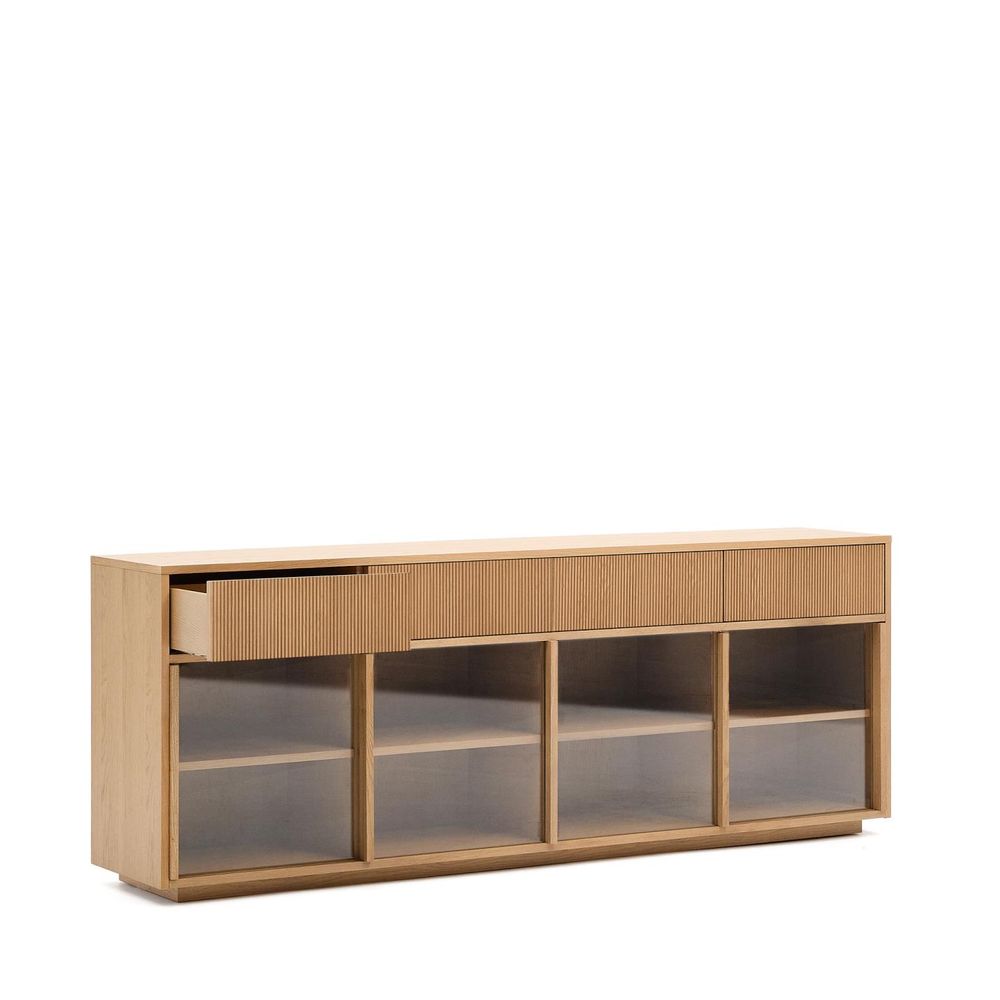 Dressoir HELVINE - Eikenfineer/Glas KAV M0100034MM40