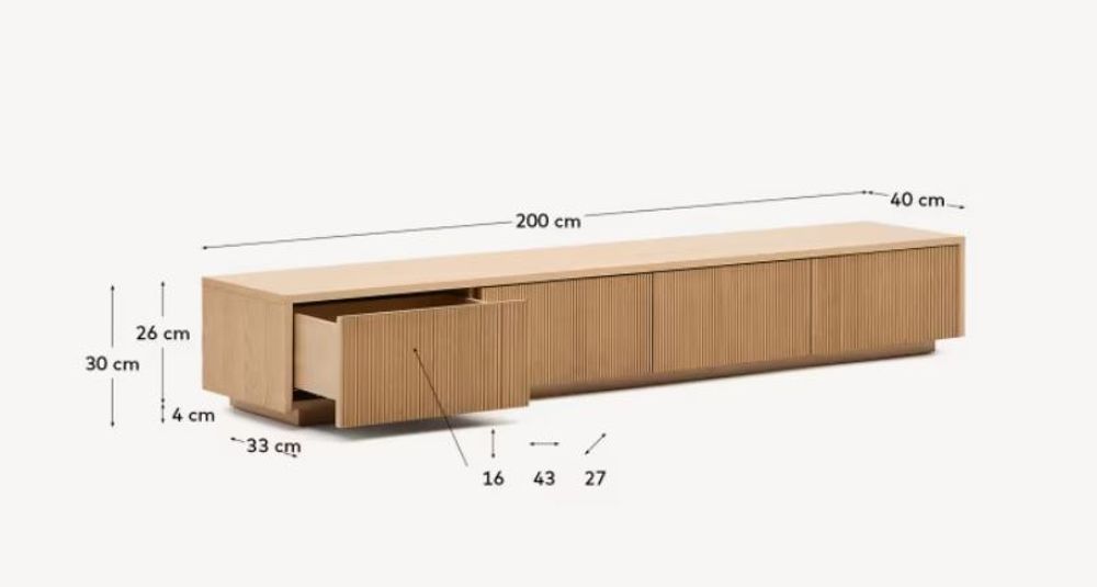 Tv-meubel HELVINE - Eikenfineer KAV M1000032MM40
