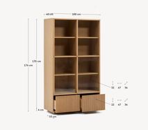 Vitrinekast HELVINE - Eikenfineer/Glas KAV M1200016MM40