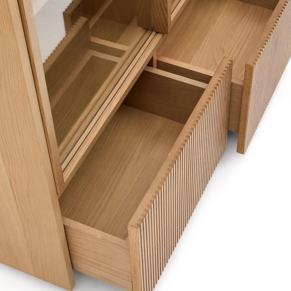 Vitrinekast HELVINE - Eikenfineer/Glas KAV M1200016MM40