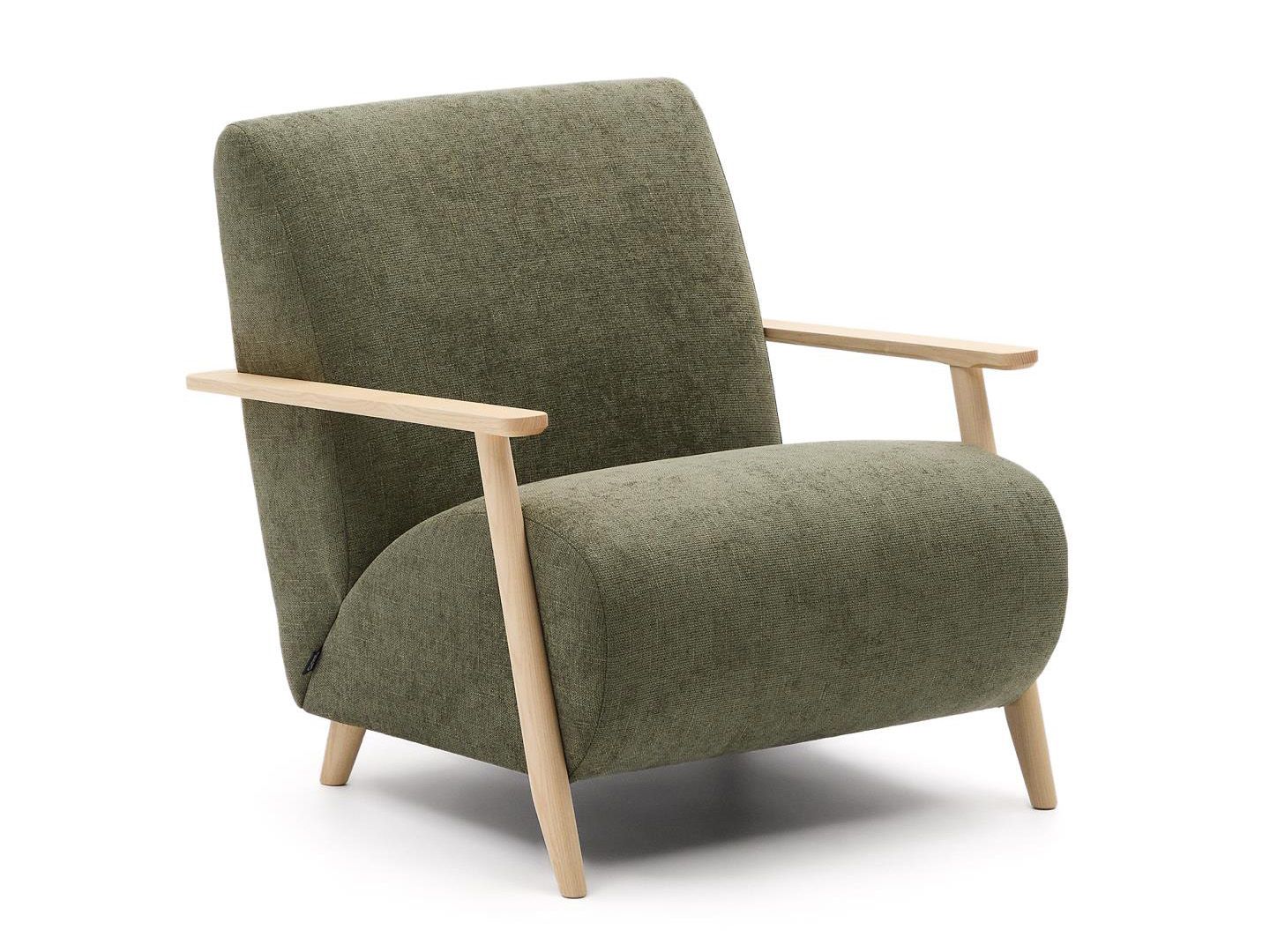 Fauteuil MEGHAN - Groen chenille/Naturel