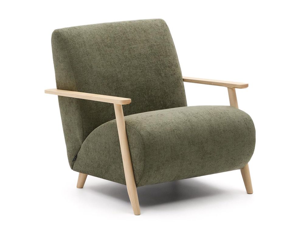 Fauteuil MEGHAN - Groen chenille/Naturel KAV S51610TB06