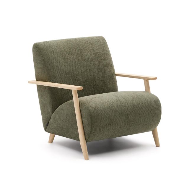 Fauteuil MEGHAN - Groen chenille/Naturel