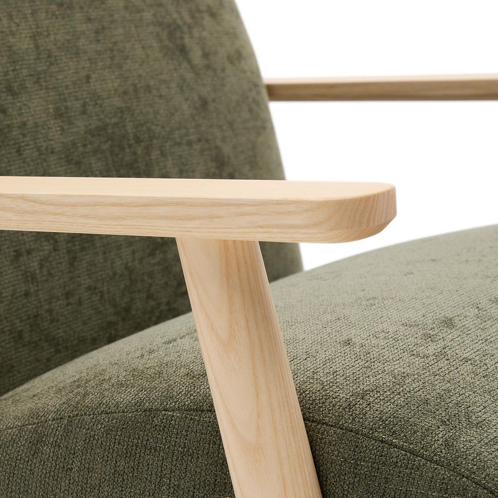 Fauteuil MEGHAN - Groen chenille/Naturel KAV S51610TB06