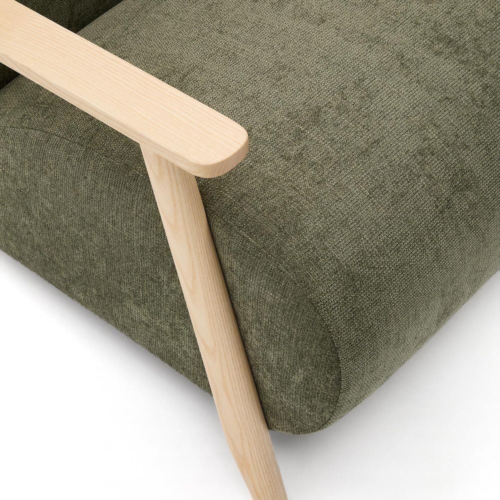 Fauteuil MEGHAN - Groen chenille/Naturel KAV S51610TB06