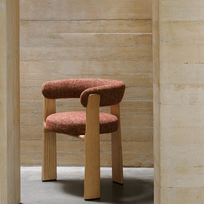 Eetkamerstoel 3 poten GRANITE - Terracotta/Naturel