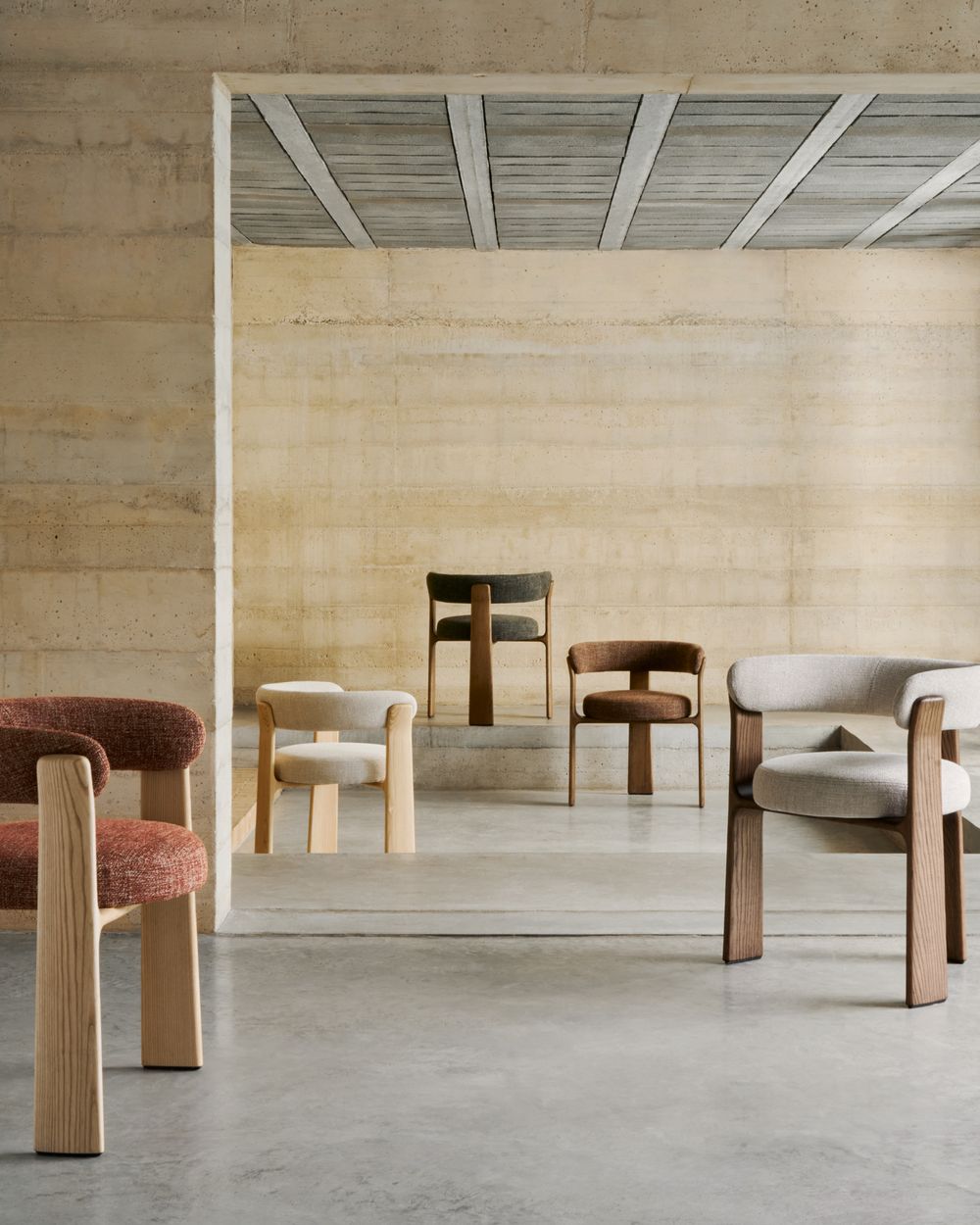 Eetkamerstoel 3 poten GRANITE - Terracotta/Naturel KAV C0100207CC12