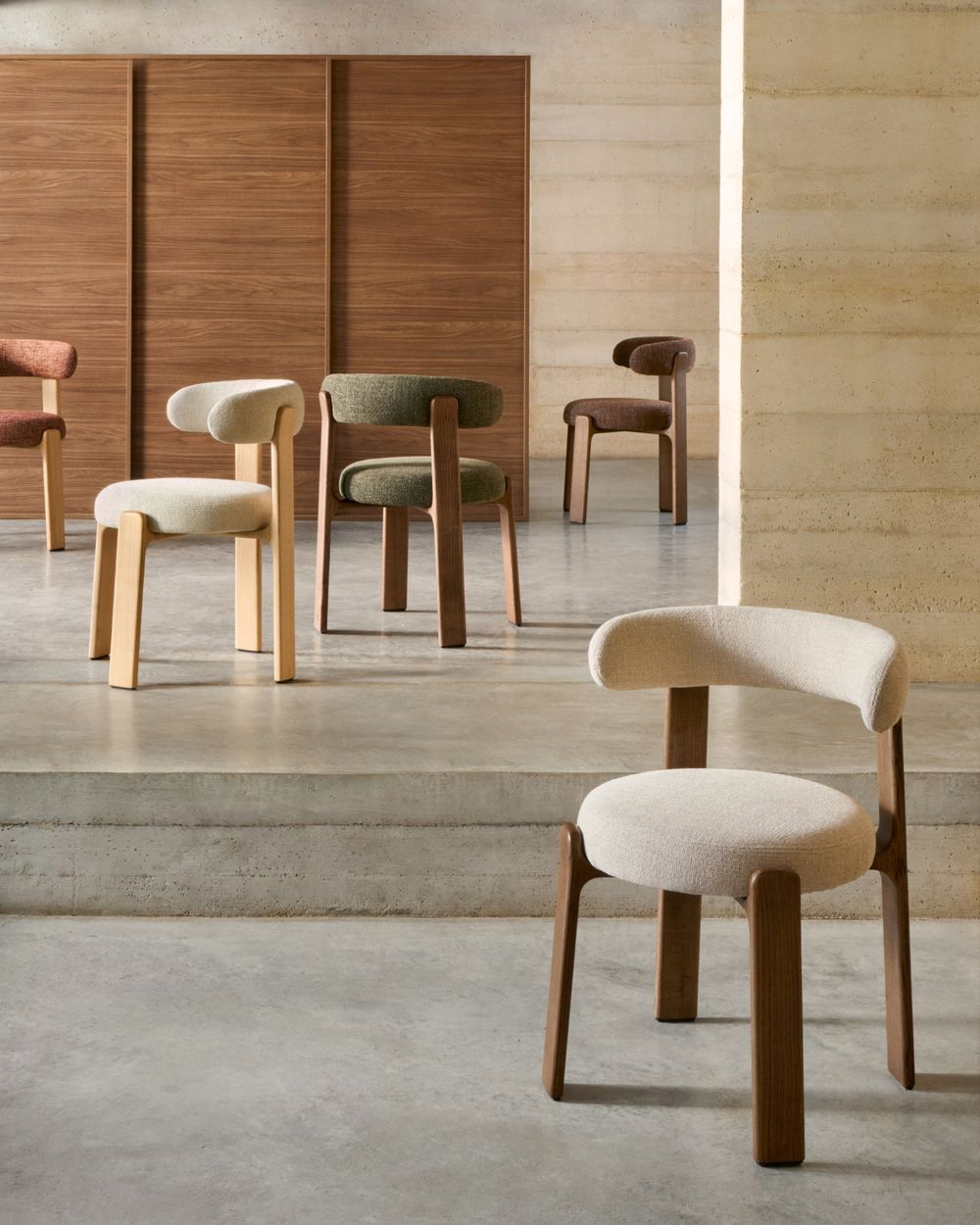 Eetkamerstoel 4 poten GRANITE - Beige/Walnoot KAV C0100209CC19