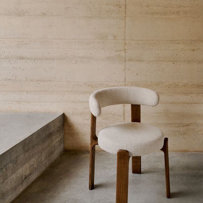 Eetkamerstoel 4 poten GRANITE - Beige/Walnoot