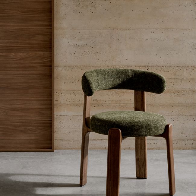 Eetkamerstoel 4 poten GRANITE - Beige/Walnoot