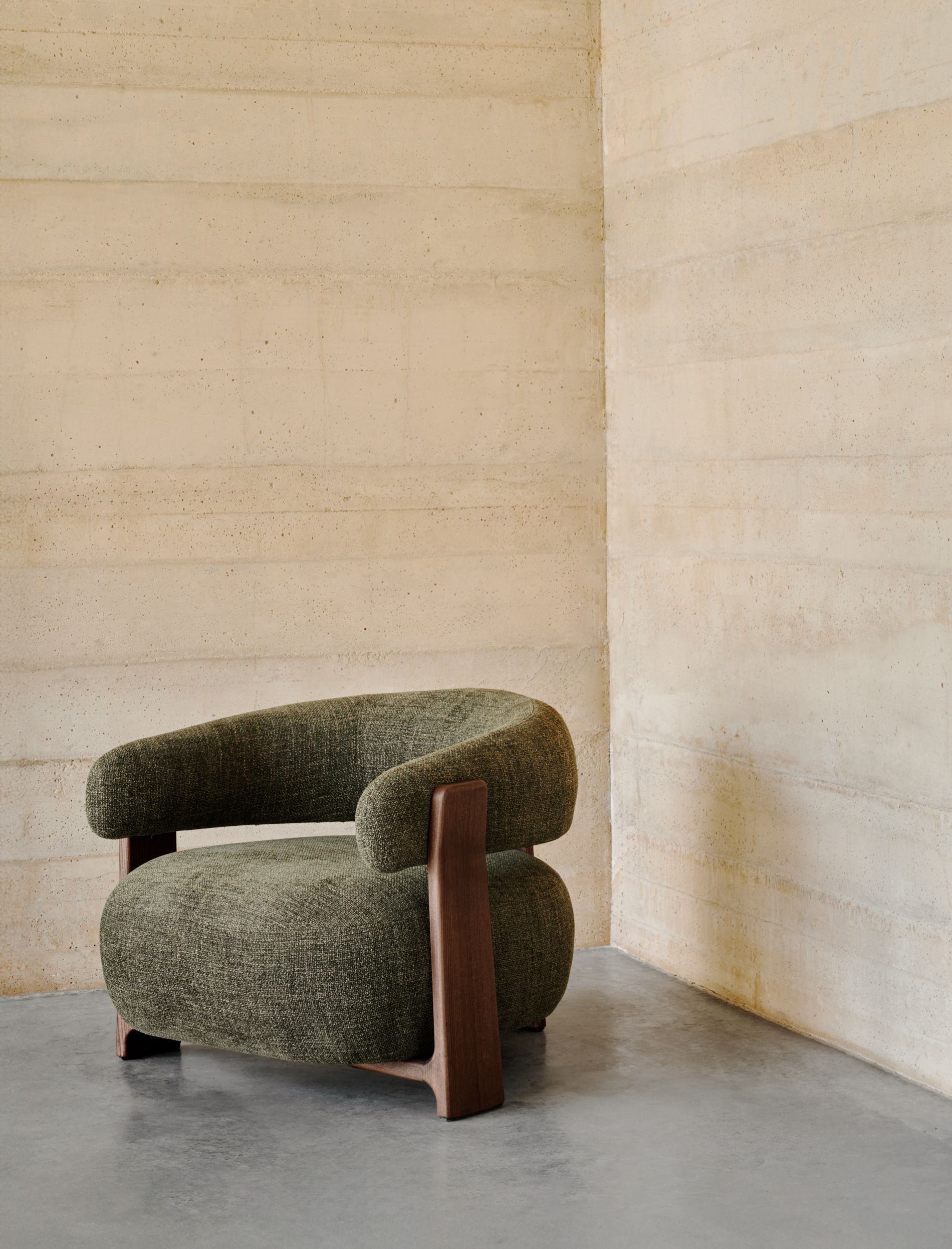 Fauteuil GRANITE - Groen/Walnoot