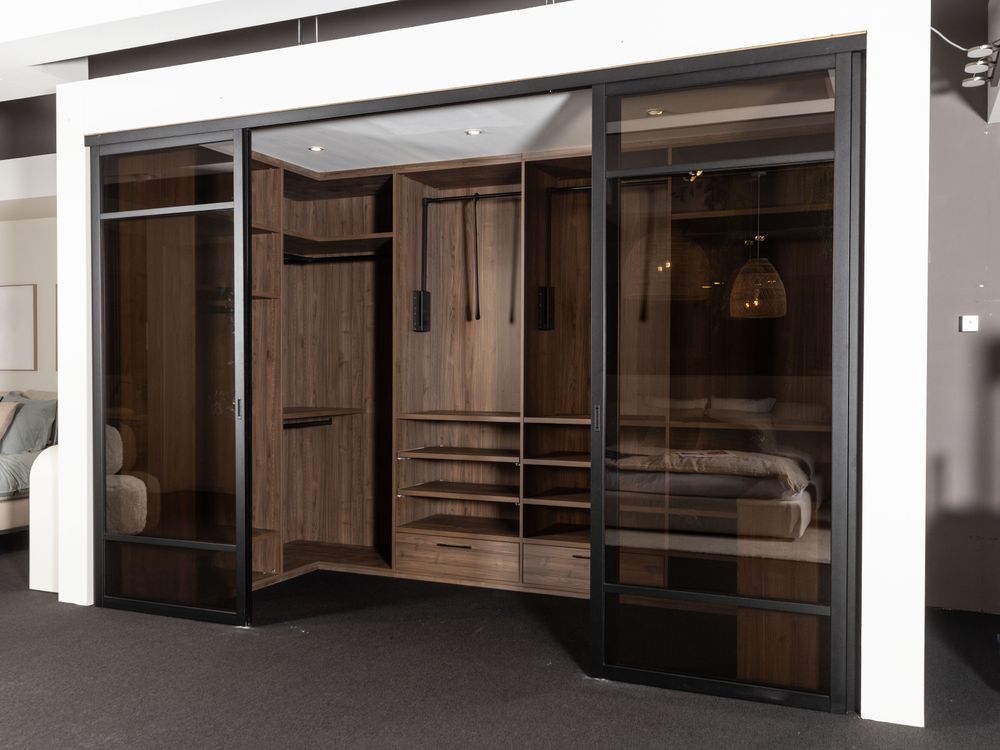 Open dressing met make-up tafeltje - Brons glas/Wa NEV-001-001