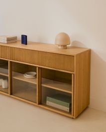 Dressoir HELVINE - Eikenfineer/Glas KAV M0100034MM40