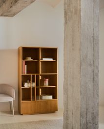 Vitrinekast HELVINE - Eikenfineer/Glas KAV M1200016MM40