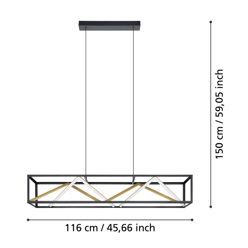 Hanglamp PENELA - Zwart / Goud EGL 390417