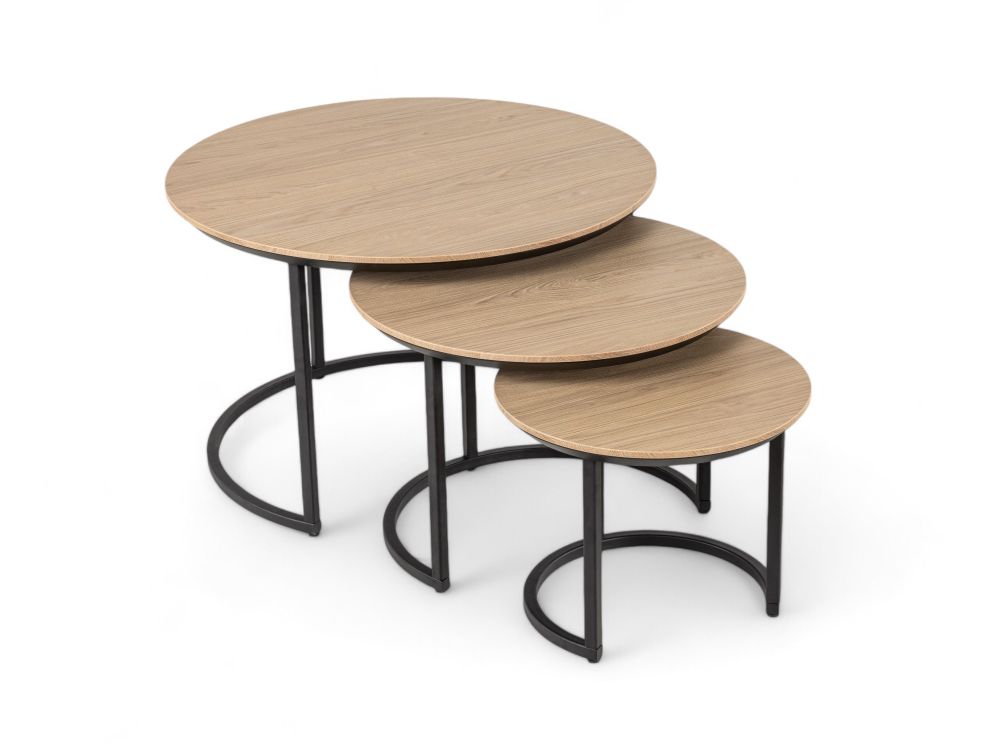 Set van 3 salontafels DOVER - Misty Oak MXF-276-000016