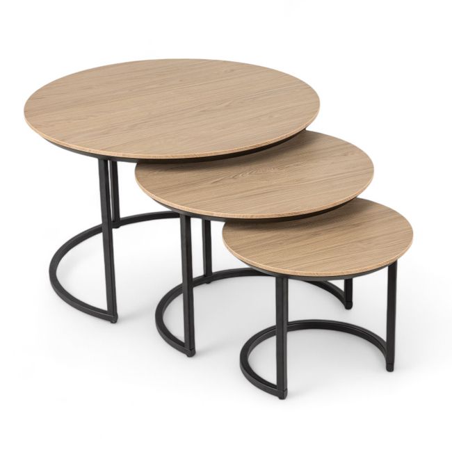 Set van 3 salontafels DOVER - Misty Oak