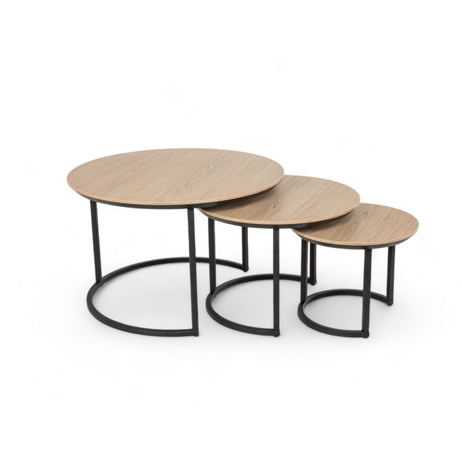 Set van 3 salontafels DOVER - Misty Oak