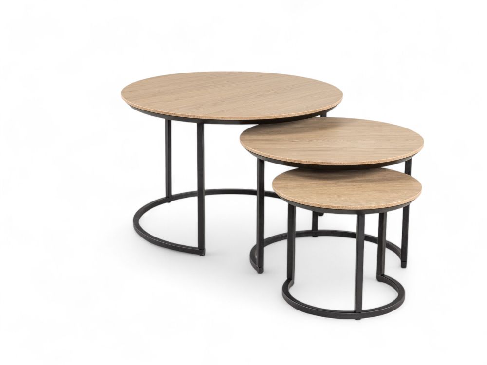 Set van 3 salontafels DOVER - Misty Oak MXF-276-000016