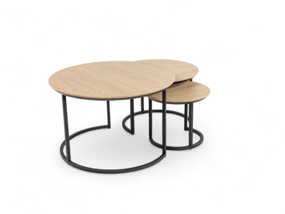 Set van 3 salontafels DOVER - Misty Oak MXF-276-000016