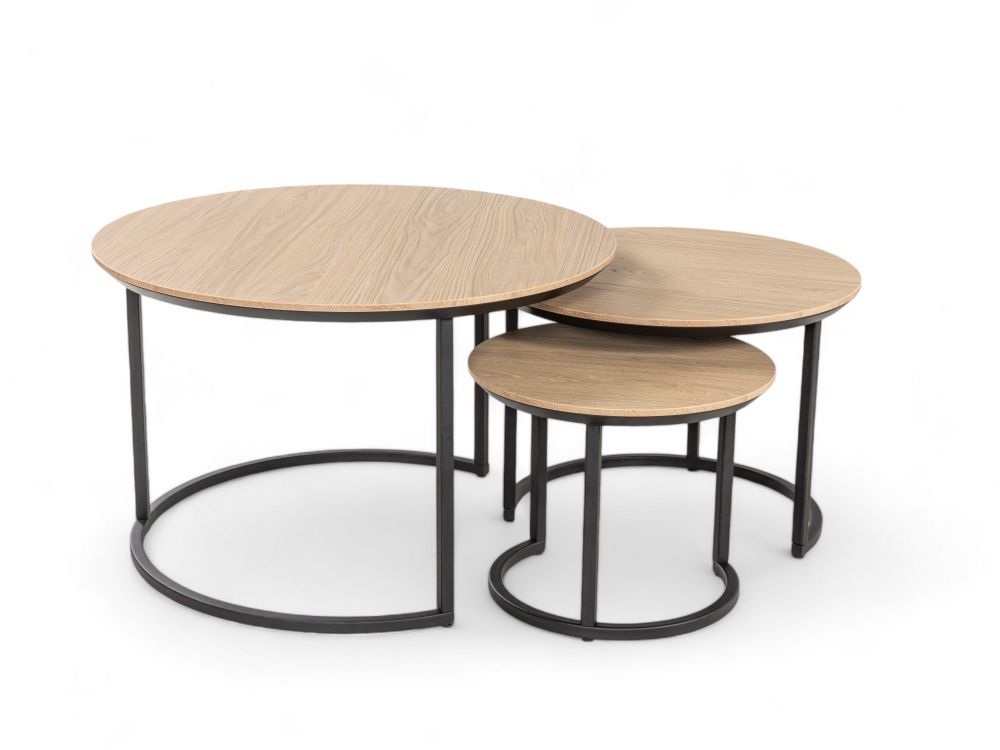 Set van 3 salontafels DOVER - Misty Oak MXF-276-000016