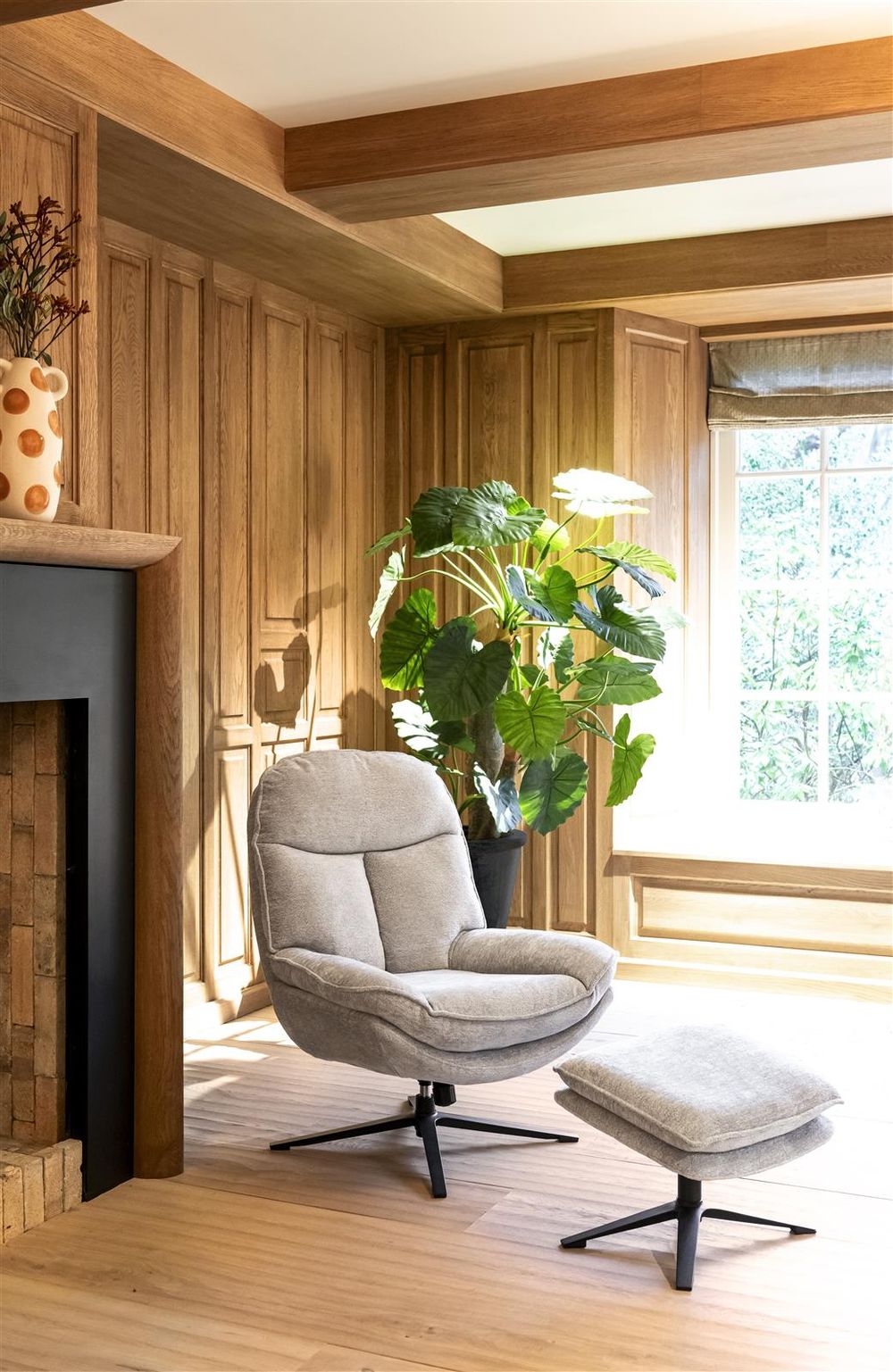 Relaxfauteuil met poef FLORENCE - Kiezel HEH 48690KIE