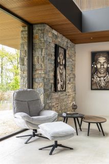 Relaxfauteuil met poef FLORENCE - Kiezel HEH 48690KIE