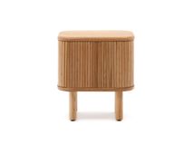 Nachttafel MAILEN van naturel essenfineer met afgeronde zijden en verticale latten.