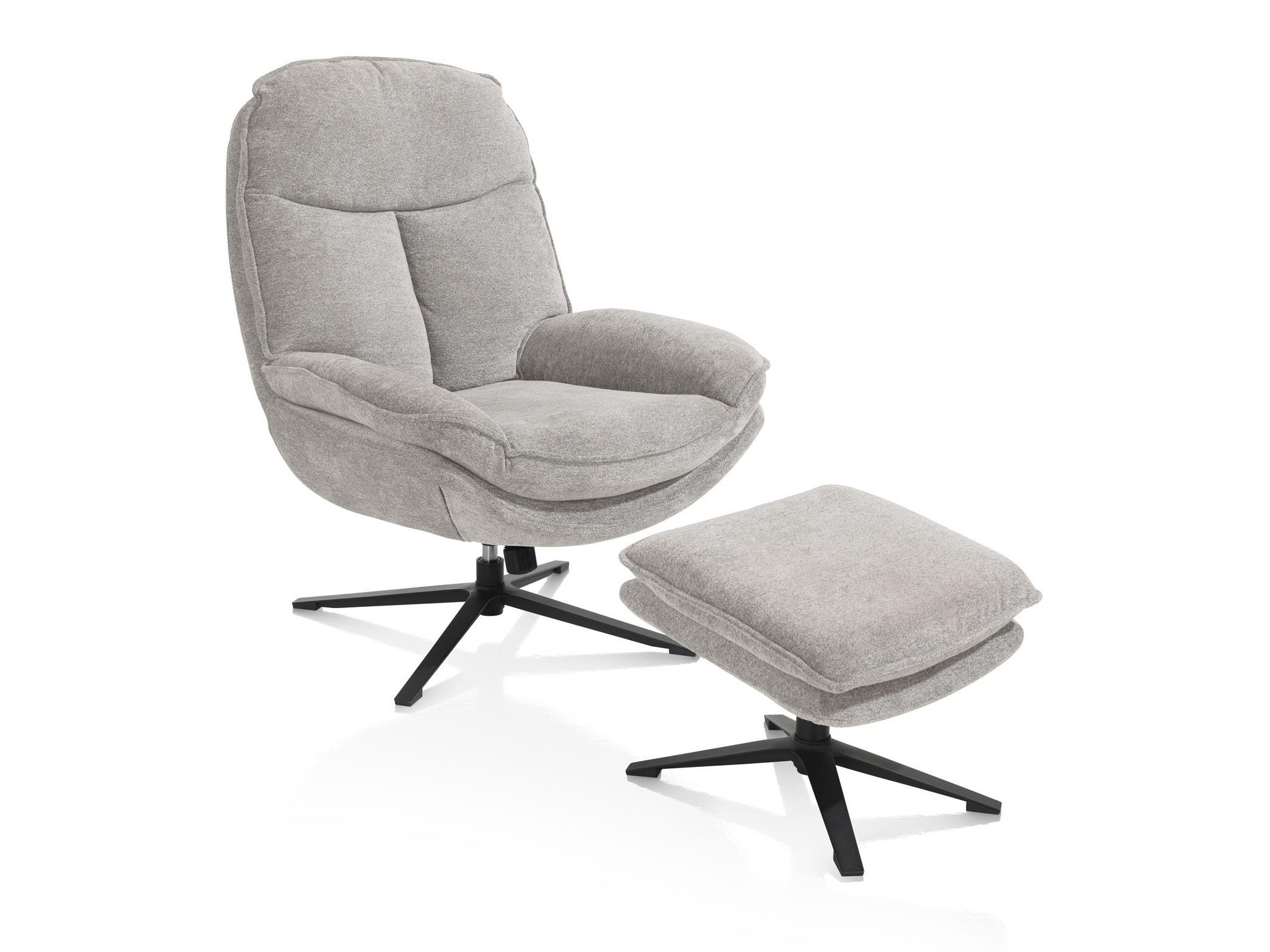 Relaxfauteuil met poef FLORENCE - Kiezel HEH 48690KIE