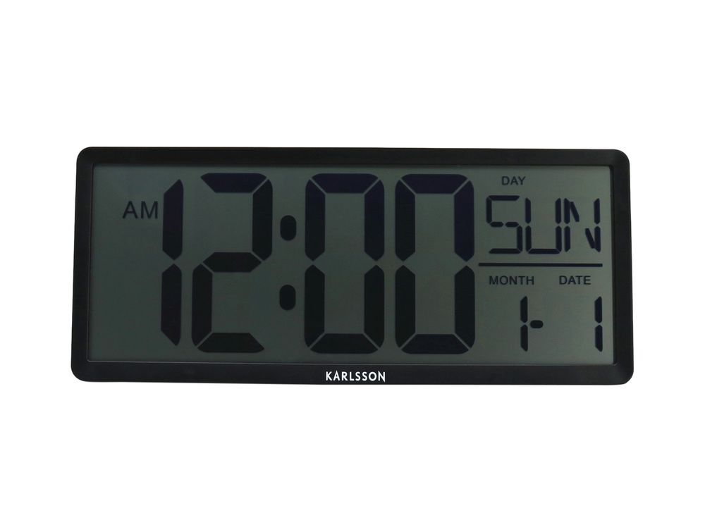 Muur/tafelklok LCD RETRO - Zwart PST KA6020BK