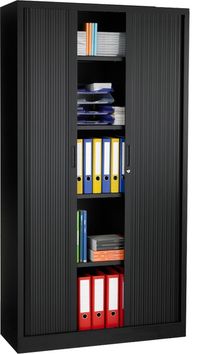 Roldeurkast met 4 legplanken - Zwart ORO RDK100